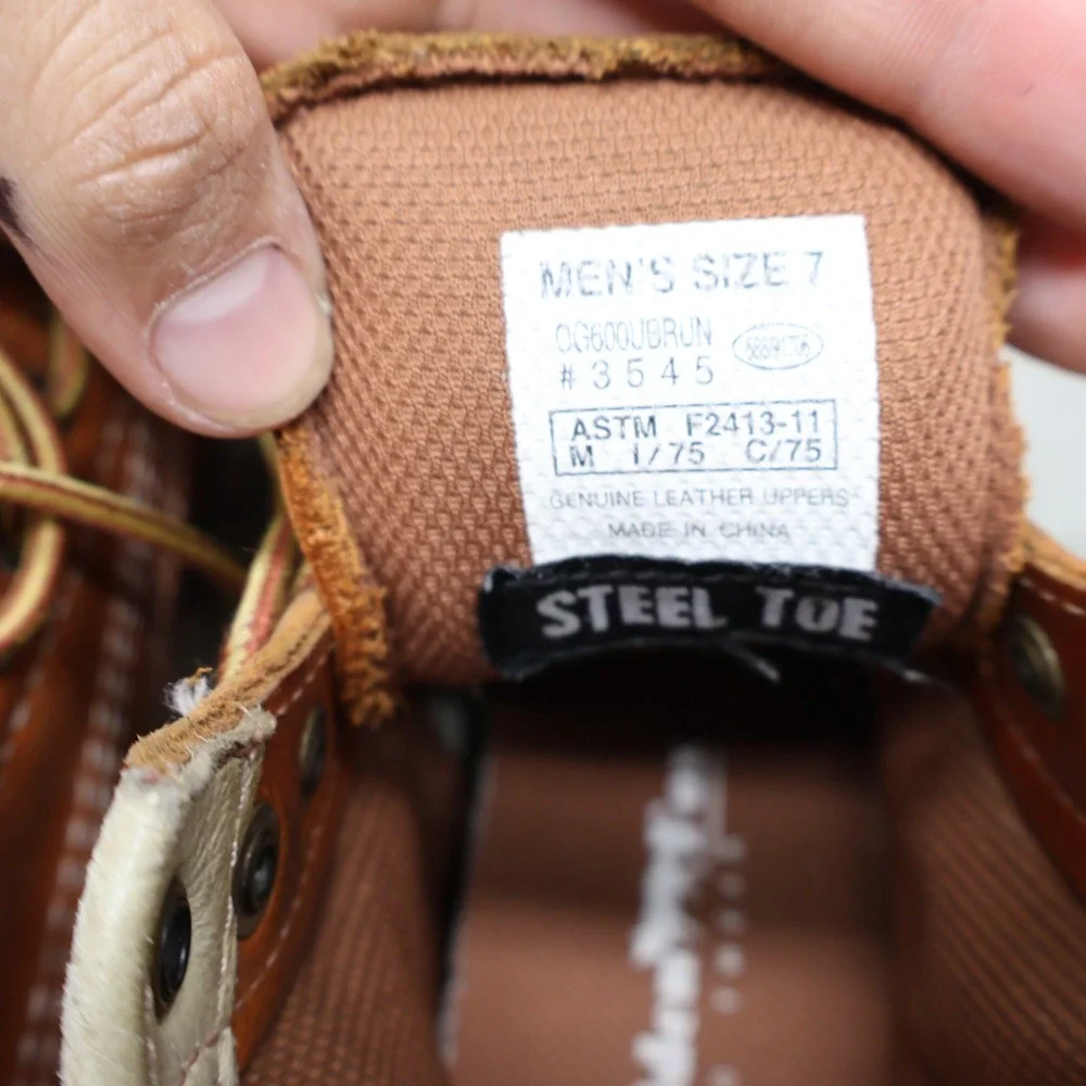 Golden Fox Mens 7 Work Boots Brown Leather Moc Steel Toe Lace-Up Rugged 6
